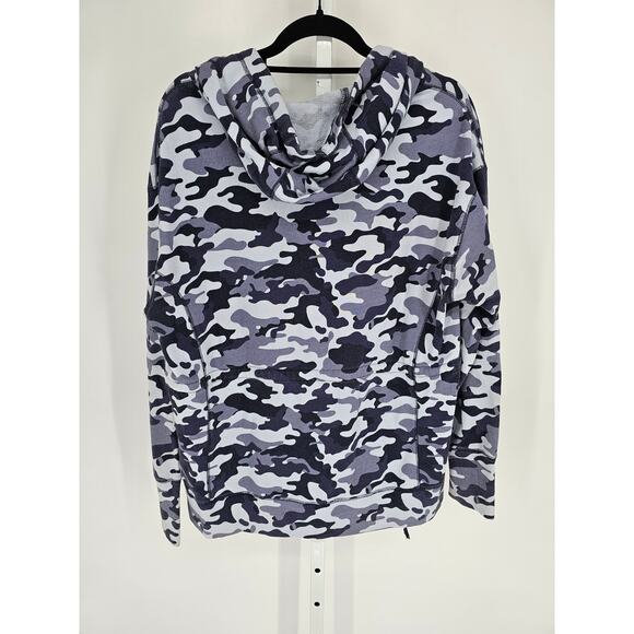 Fabletics Womens Sz M Full Zip Up Hoodie Sweatshirt Blue Camo Print - Picture 4 of 4